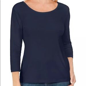 Karen Scott Petite Cotton Scoop-Neck Top SM & XL